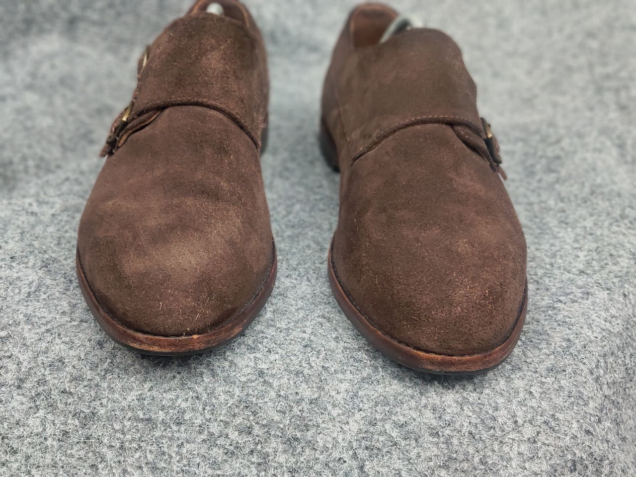 Vintage Gordon Bros Design Brown suede monk shoes with two straps Size US 12 / EU 45 - 7 Thumbnail