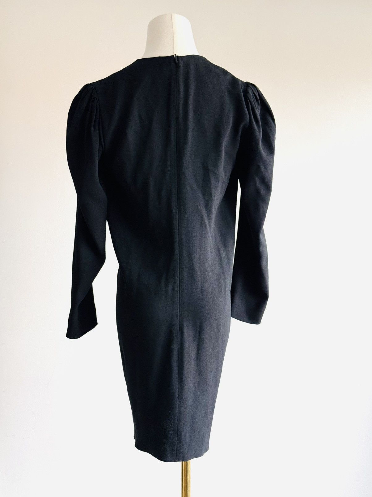 Anthony Vaccarello × Saint Laurent Paris × Yves Saint Laurent Saint Laurent Black plunge neckline mini dress longsleeve 36 Size XS / US 0-2 / IT 36-38 - 2 Thumbnail