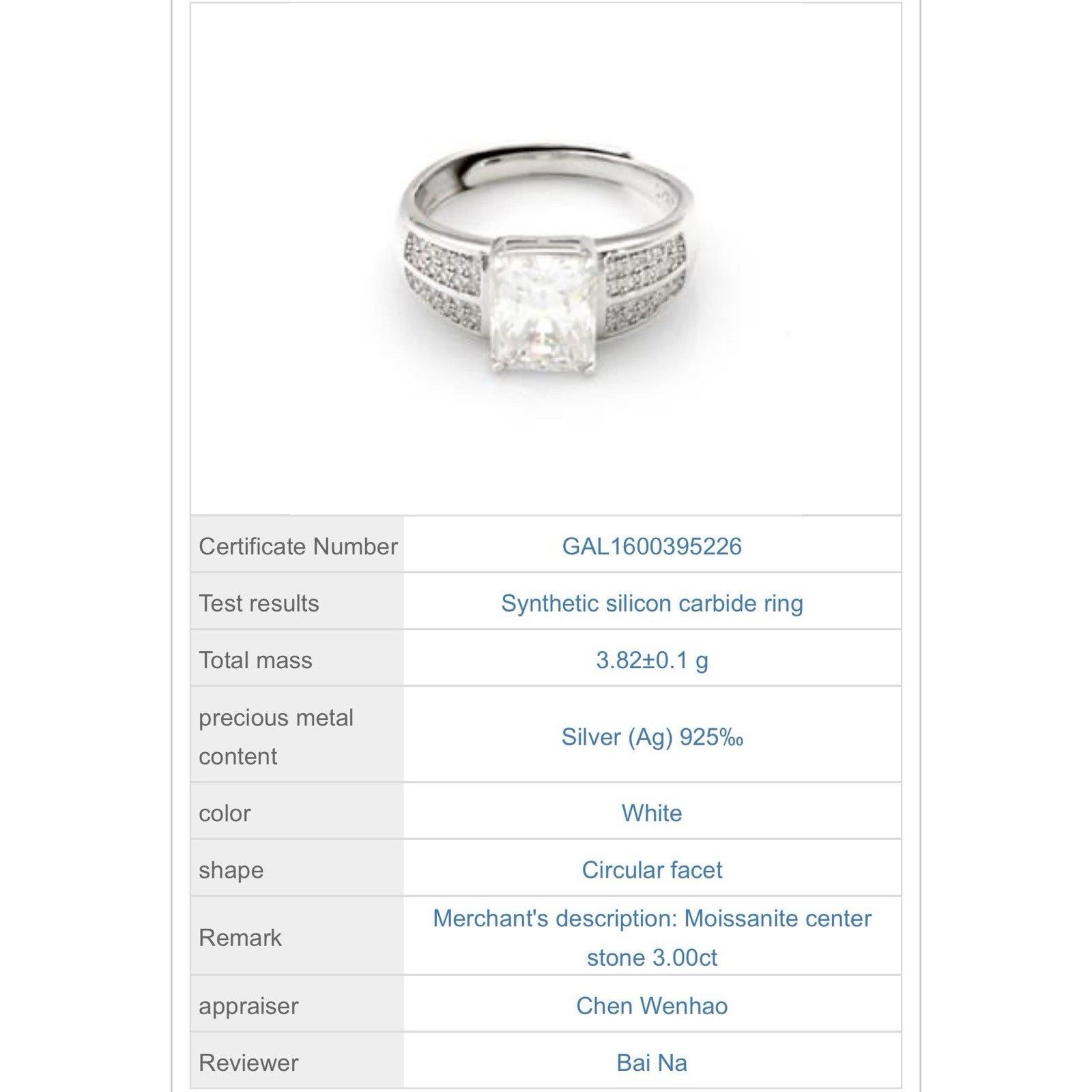 & Other Stories Exquisite Moissanite 925S Silver Engagement Ring OneSize 3CT Size ONE SIZE - 6 Thumbnail