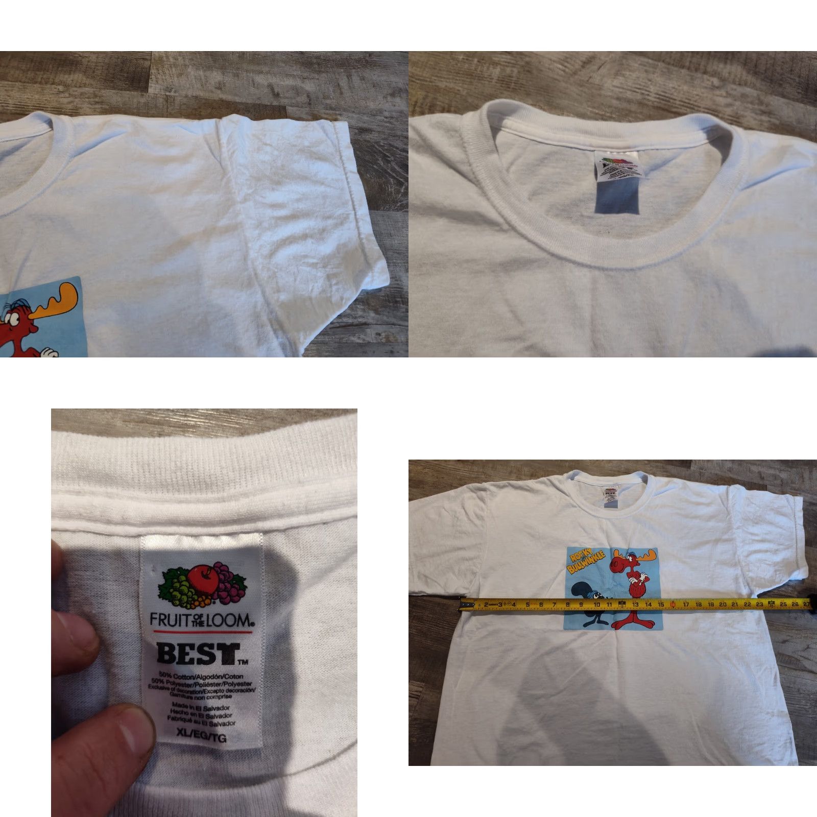 Fruit Of The Loom VINTAGE Fruit of the Loom Rocky & Bullwinkle Graphic T-Shirt White Size XL 90s Cartoon Mens Size US XL / EU 56 / 4 - 8 Thumbnail
