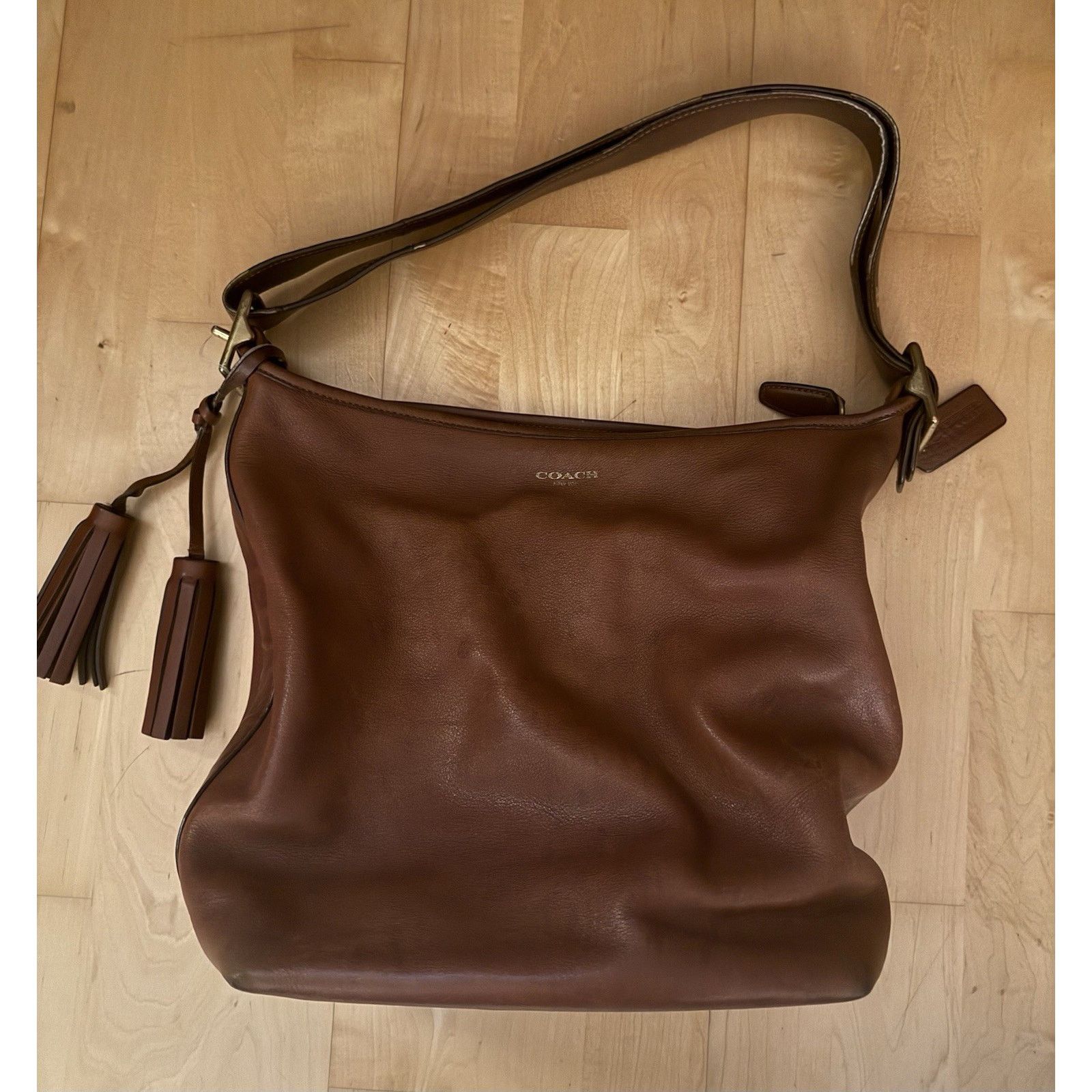 Coach VTG Coach 19893 Hobo Cognac XL Leather Shoulder Tassels Y2K Size ONE SIZE - 2 Thumbnail