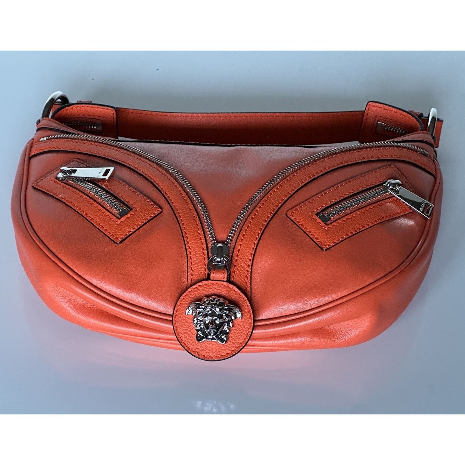 Versace Versace Medusa Leather Small Orange Hobo Bag 1007680 Size ONE SIZE - 8 Thumbnail