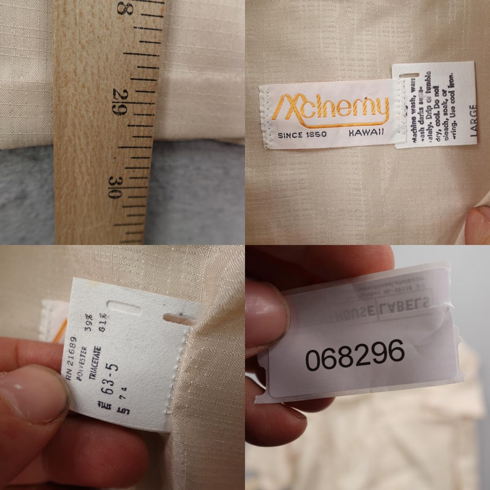 Vintage VINTAGE McInerny Shirt Mens Large Beige Hawaiian Aloha Button Up Camp Dagger 60s Size US L / EU 52-54 / 3 - 8 Thumbnail