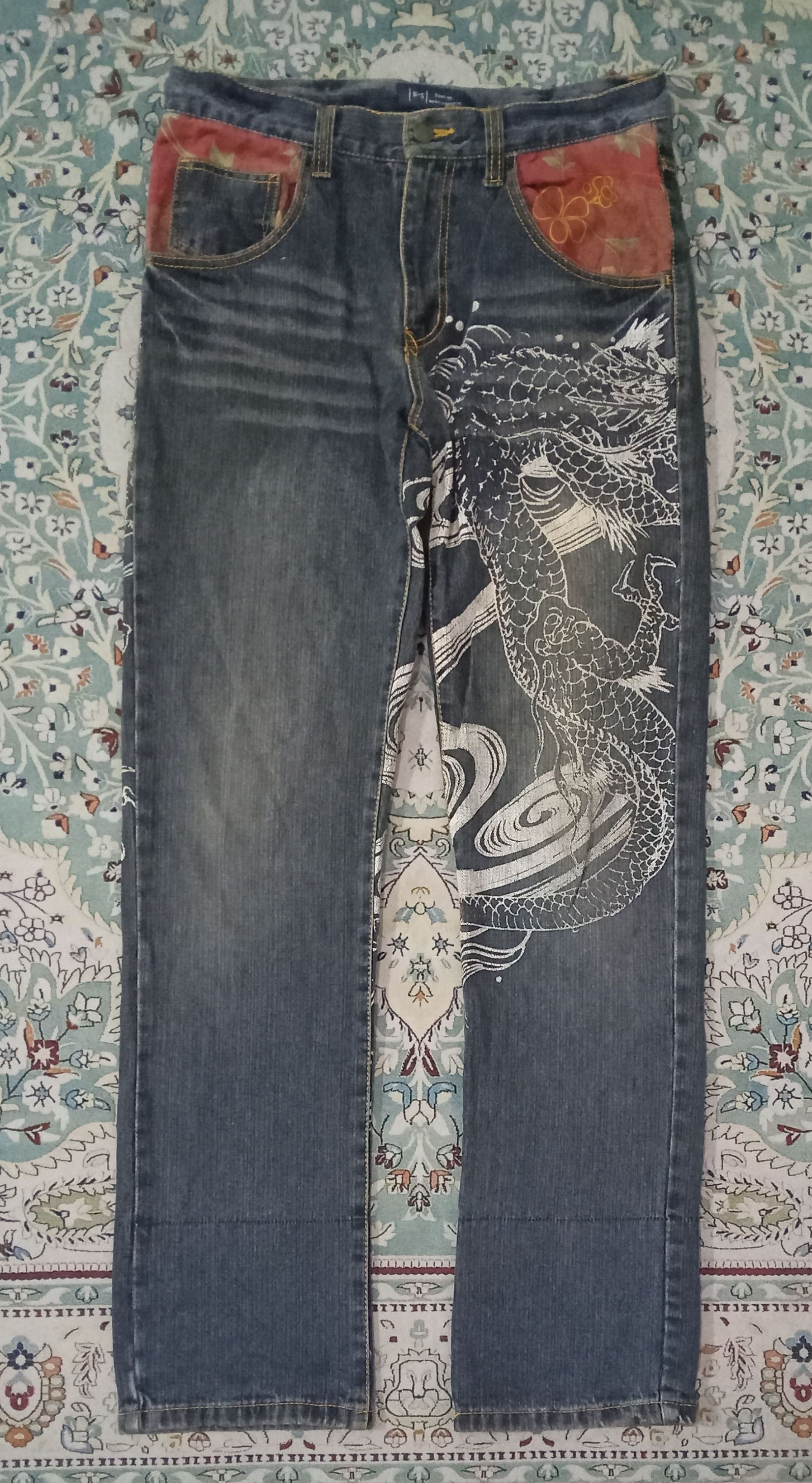 Japanese Brand B-S Dragon Motive Jeans Size US 33 - 1 Thumbnail