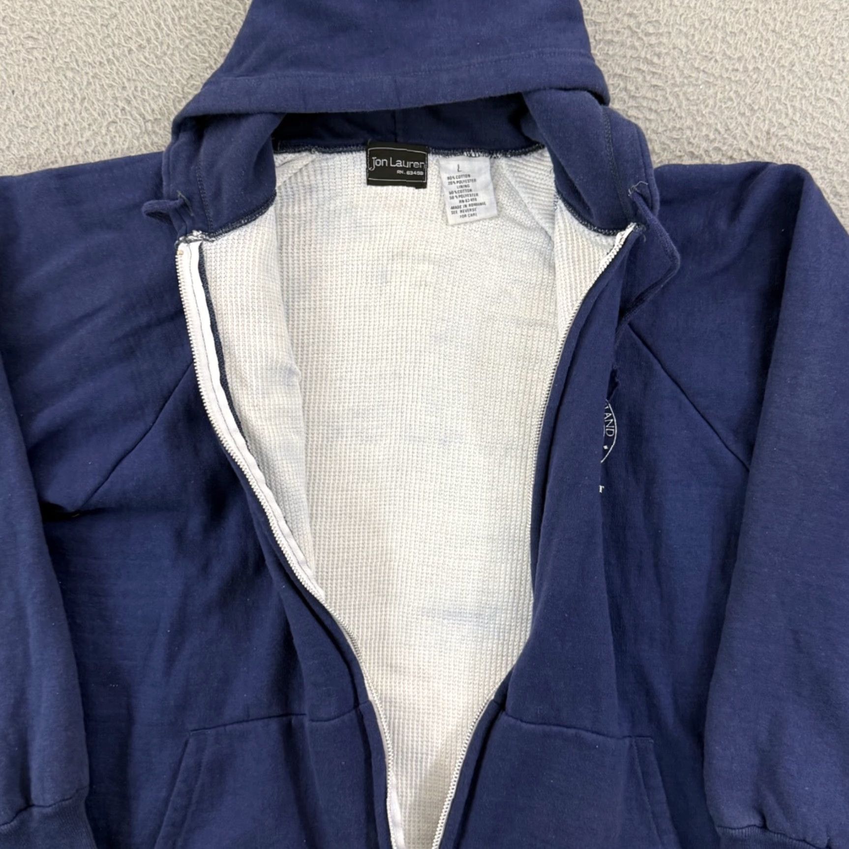 Vintage Vintage Jon Lauren Blue L Sweatshirt Mens Large Zip Hoodie 90s Thermal Lined Full Zip Winter Fall Spring Size US L / EU 52-54 / 3 - 7 Thumbnail