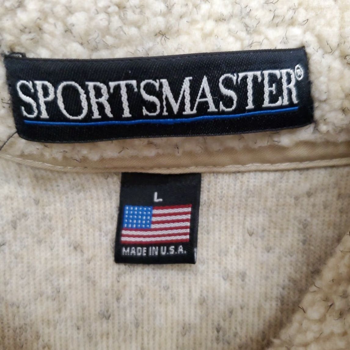 Vintage VINTAGE Center at Salmon Lake Montana Vest Mens L Beige Fleece Made in USA 90s Sportsmaster Mock Neck Full Zip Knitted Sweater Size US L / EU 52-54 / 3 - 5 Thumbnail