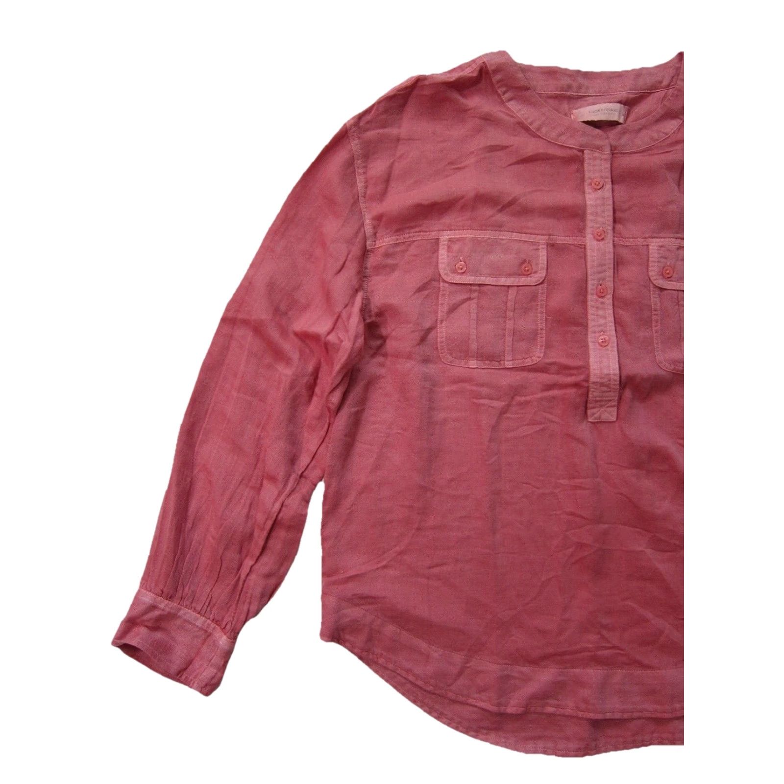 Lucky Brand Lucky Brand Pink Blouse Women Medium Crew Neck Long Sleeve Pocket Cotton Rayon Size M / US 6-8 / IT 42-44 - 6 Thumbnail