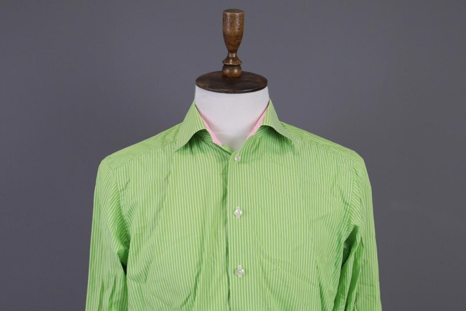 Eton Eton Contemporary Green Striped Luxury Shirt Size 41 /16 Size US M / EU 48-50 / 2 - 2 Thumbnail