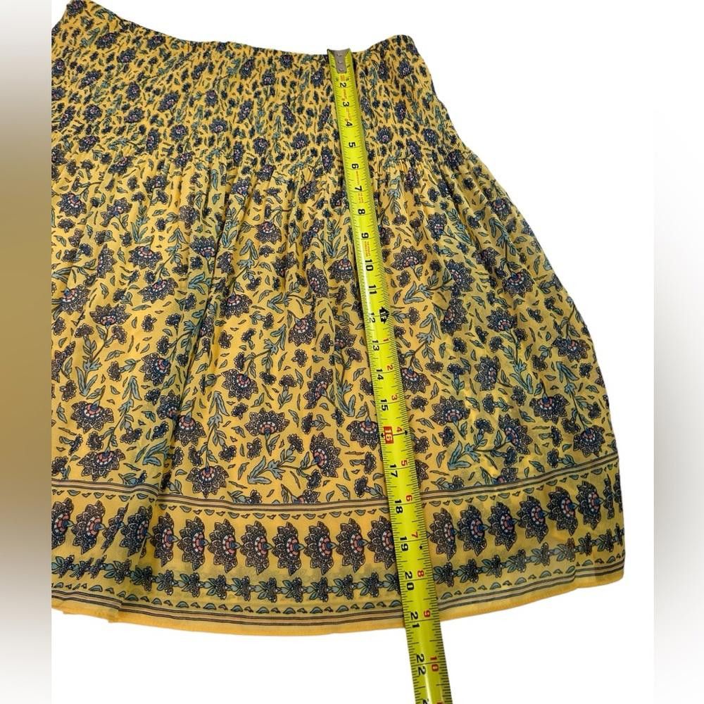 Designer Max Studio l NWT Floral Yellow Smocked Skirt Medium Size 32" / US 10 / IT 46 - 3 Thumbnail