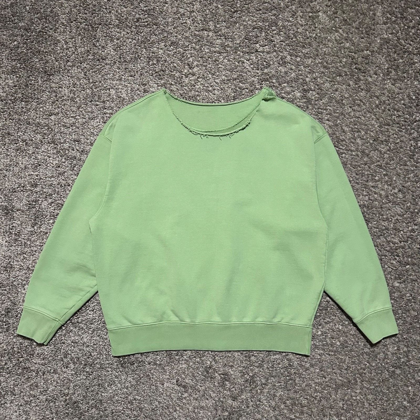 Vintage Thrashed Sweatshirt Pullover Heavy Cotton Faded Green y2k Size ONE SIZE - 8 Thumbnail