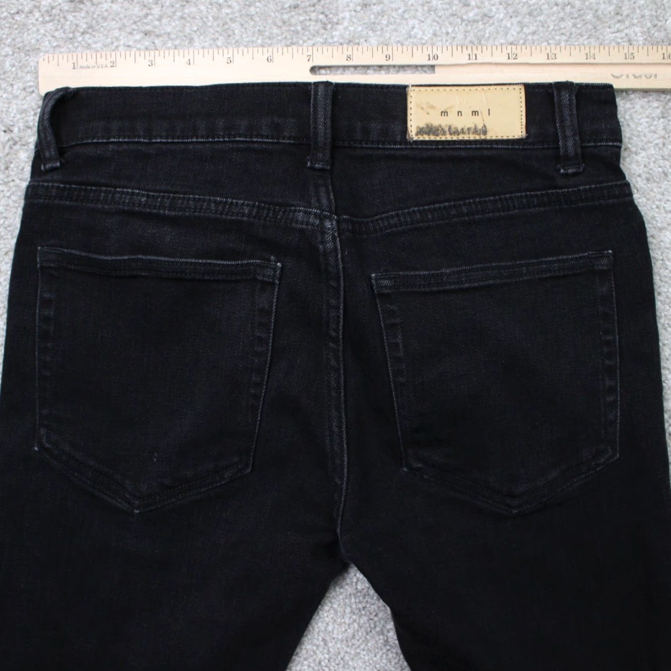 MNML MNML Jeans Mens 29x32 Black Distressed Cotton Stretch Straight 5-Pocket Denim Size US 29 - 6 Thumbnail