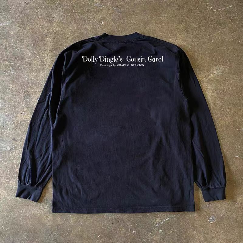 Vintage Black casual retro hand print long-sleeved t-shirt Size US M / EU 48-50 / 2 - 2 Thumbnail