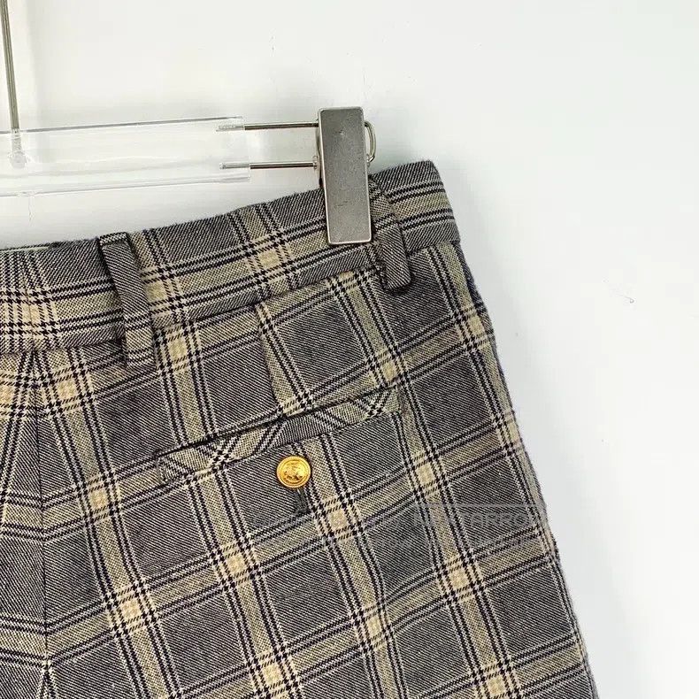 Gucci Gucci Colour-blocked plaid logo jacquard stitching linen c Size 27" / US 4 / IT 40 - 5 Thumbnail