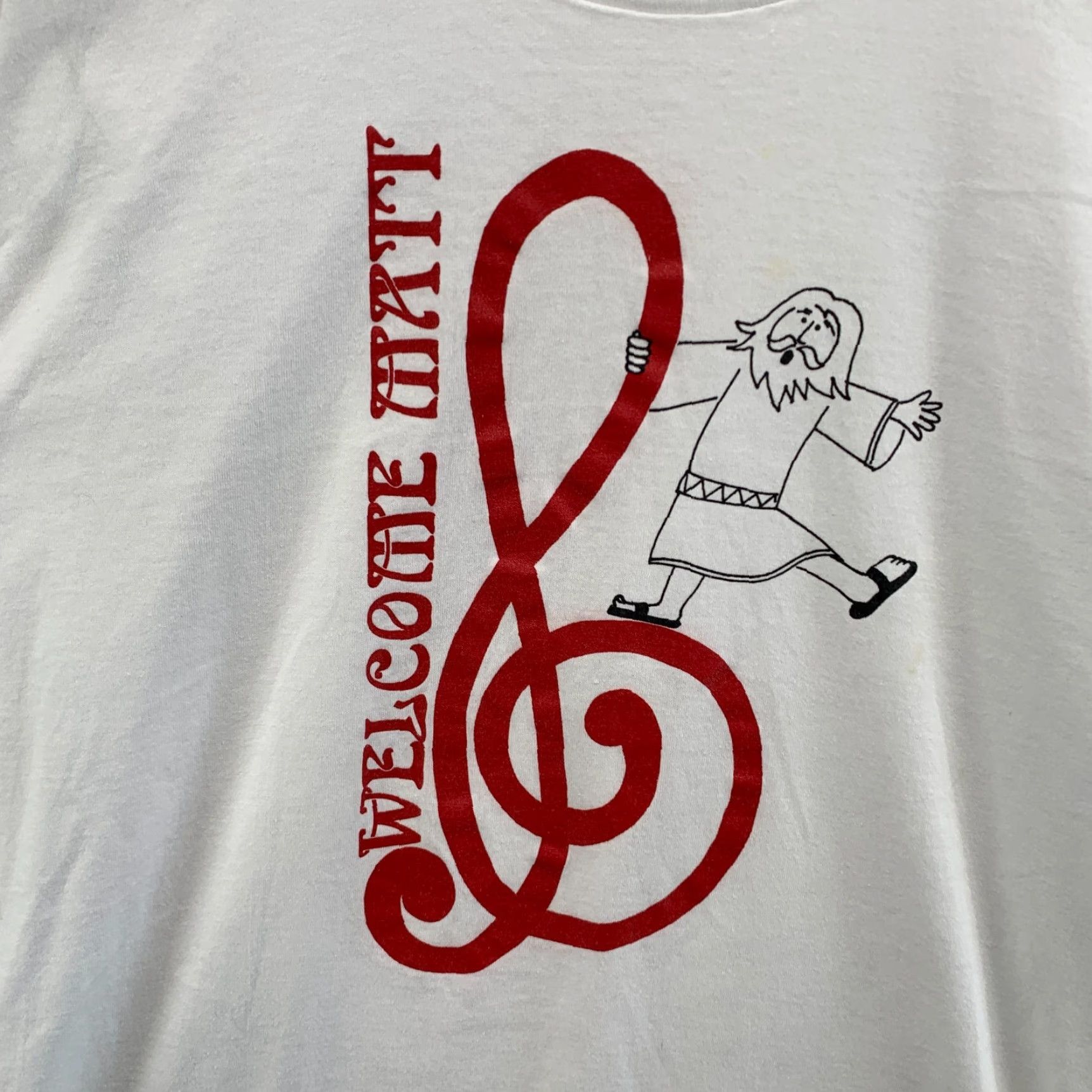 Fruit Of The Loom VINTAGE Welcome Matt Treble Clef Shirt Mens L White 90s Cotton Tee, Fruit of the Loom T-Shirt, Crew Neck, Short Sleeve, 20.5x27.5 Size US L / EU 52-54 / 3 - 7 Thumbnail