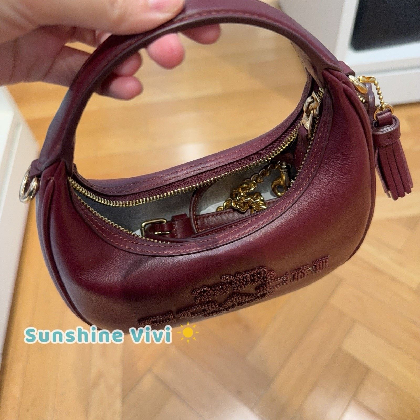 Coach NWT Coach Carmen Mini Crossbody Bag Beaded CCE60 Dark Wine Size ONE SIZE - 3 Thumbnail