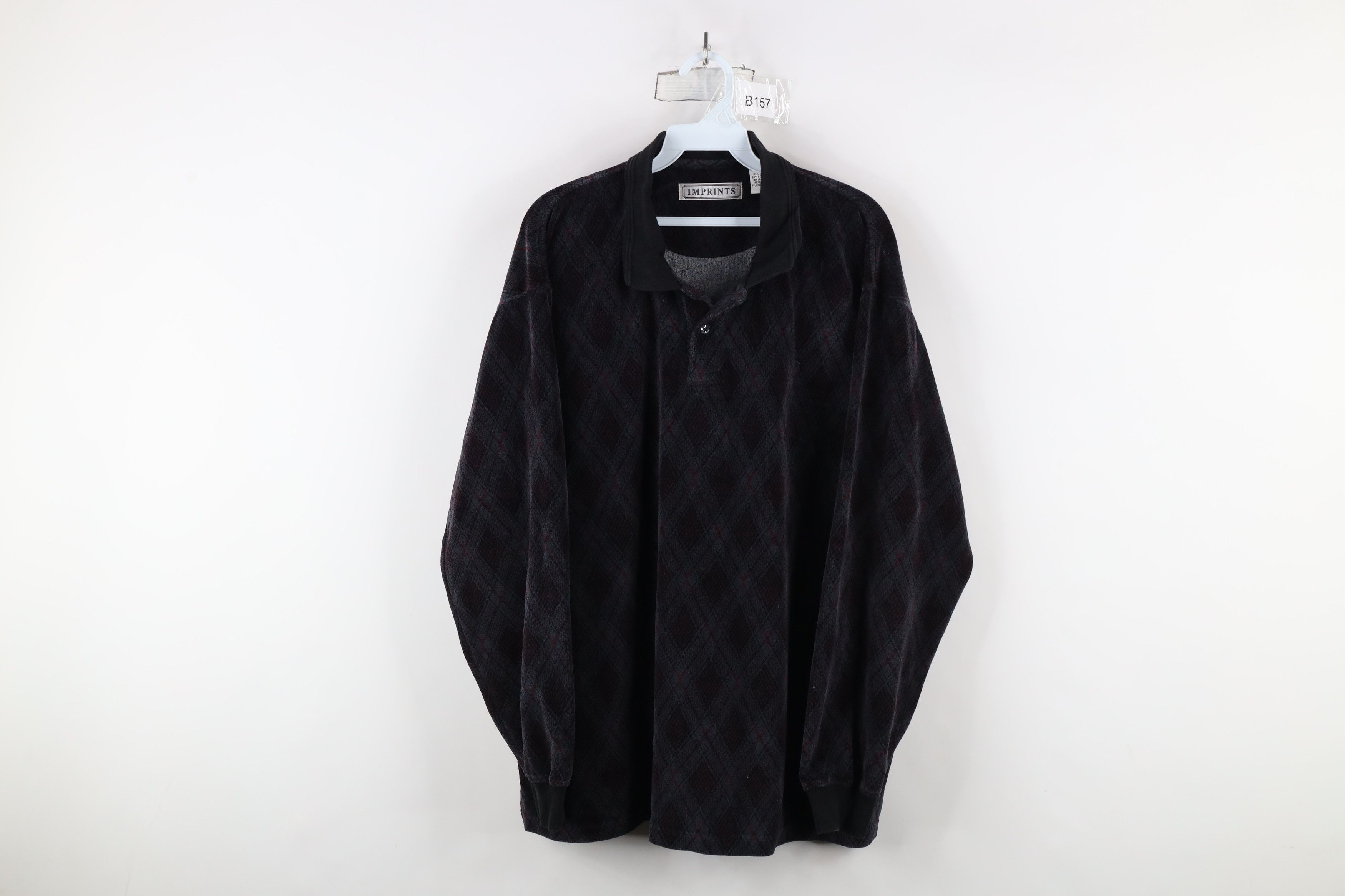 Vintage Vintage 90s Streetwear Argyle Long Sleeve Rugby Polo Shirt Size US L / EU 52-54 / 3 - 1 Thumbnail