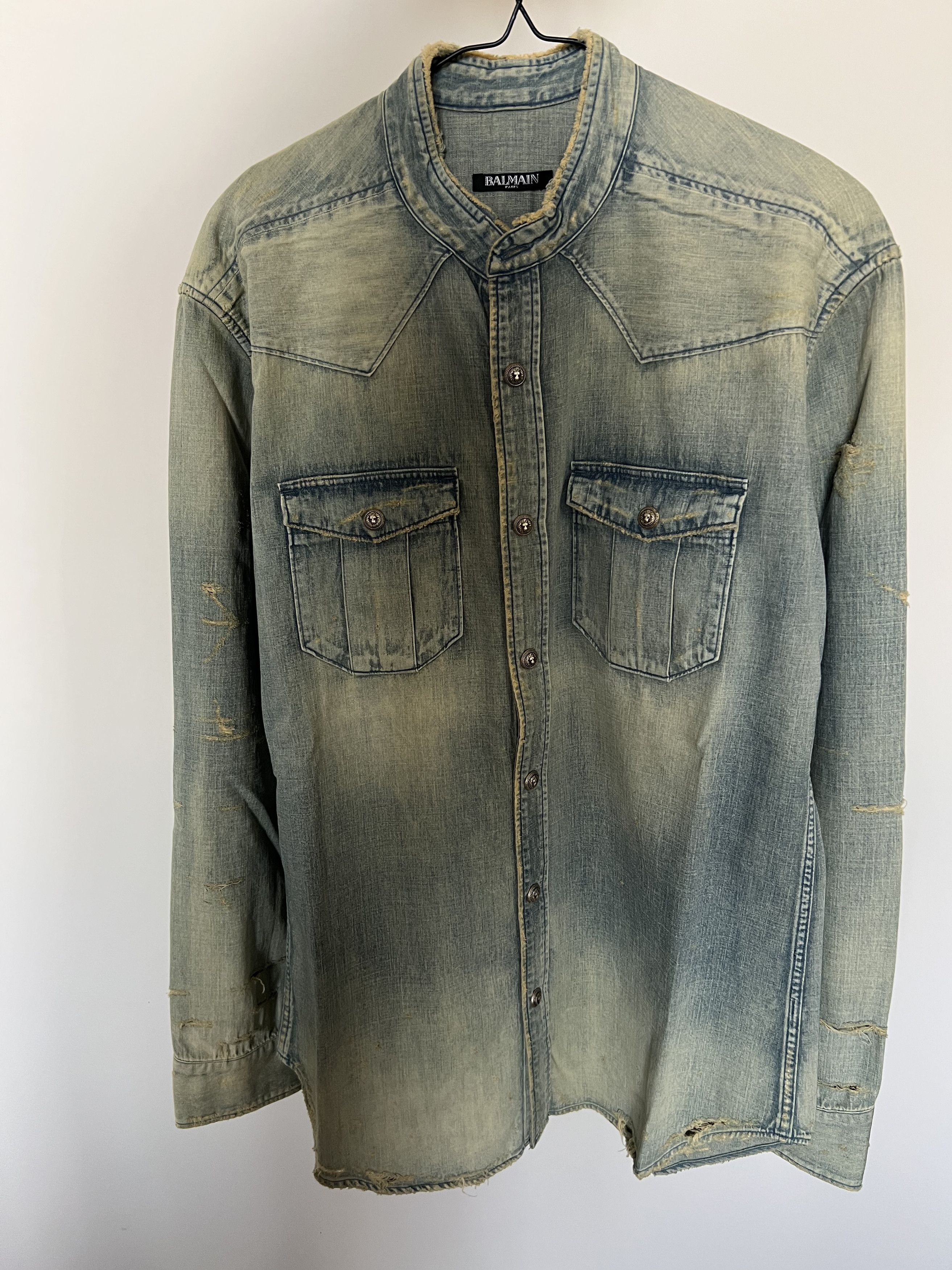 Balmain Distressed Vintage Denim Shirt