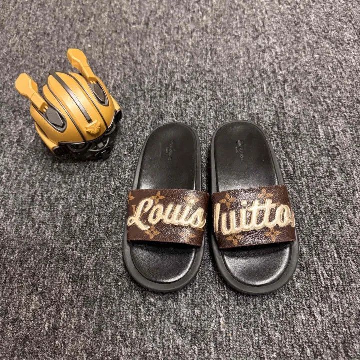 Louis Vuitton Louis Vuitton Women's Black Brown Slide Sandals -2508 Size US 5 / IT 35 - 2 Thumbnail