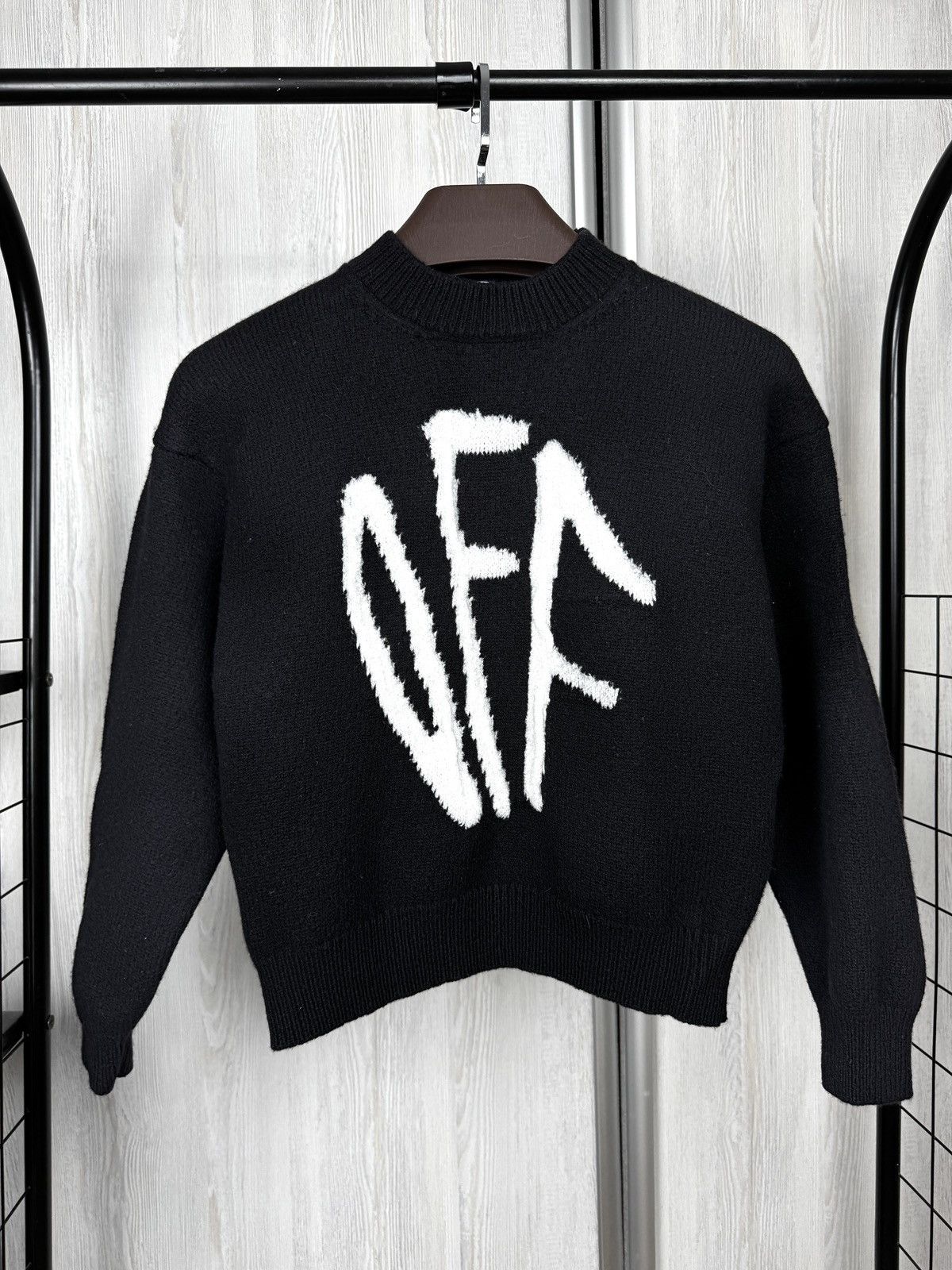 Off-White OFF-WHITE Graffiti Logo Intarsia Jumper Black sweater Size M / US 6-8 / IT 42-44 - 2 Thumbnail