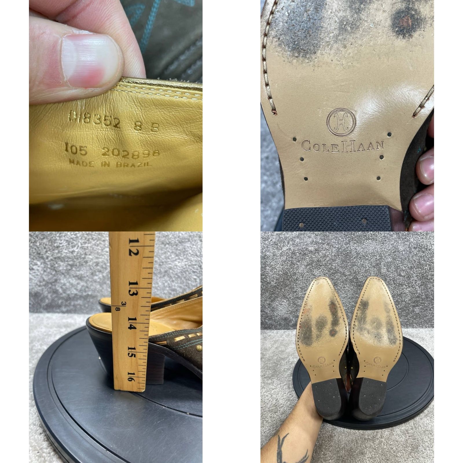 Cole Haan Y2k Cole Haan Heels Womens Size 8 Brown Suede Morgan Mules Studded Casual Sandal Block Heel Vintage: No Shaft: Mule Size US 8 / IT 38 - 8 Thumbnail