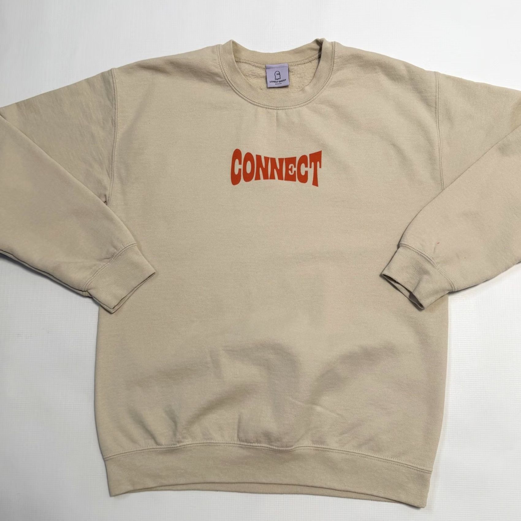 Vintage Lonely Ghost Sweatshirt Mens Medium Beige Connect Graphic Crewneck Pullover Size US M / EU 48-50 / 2 - 3 Thumbnail