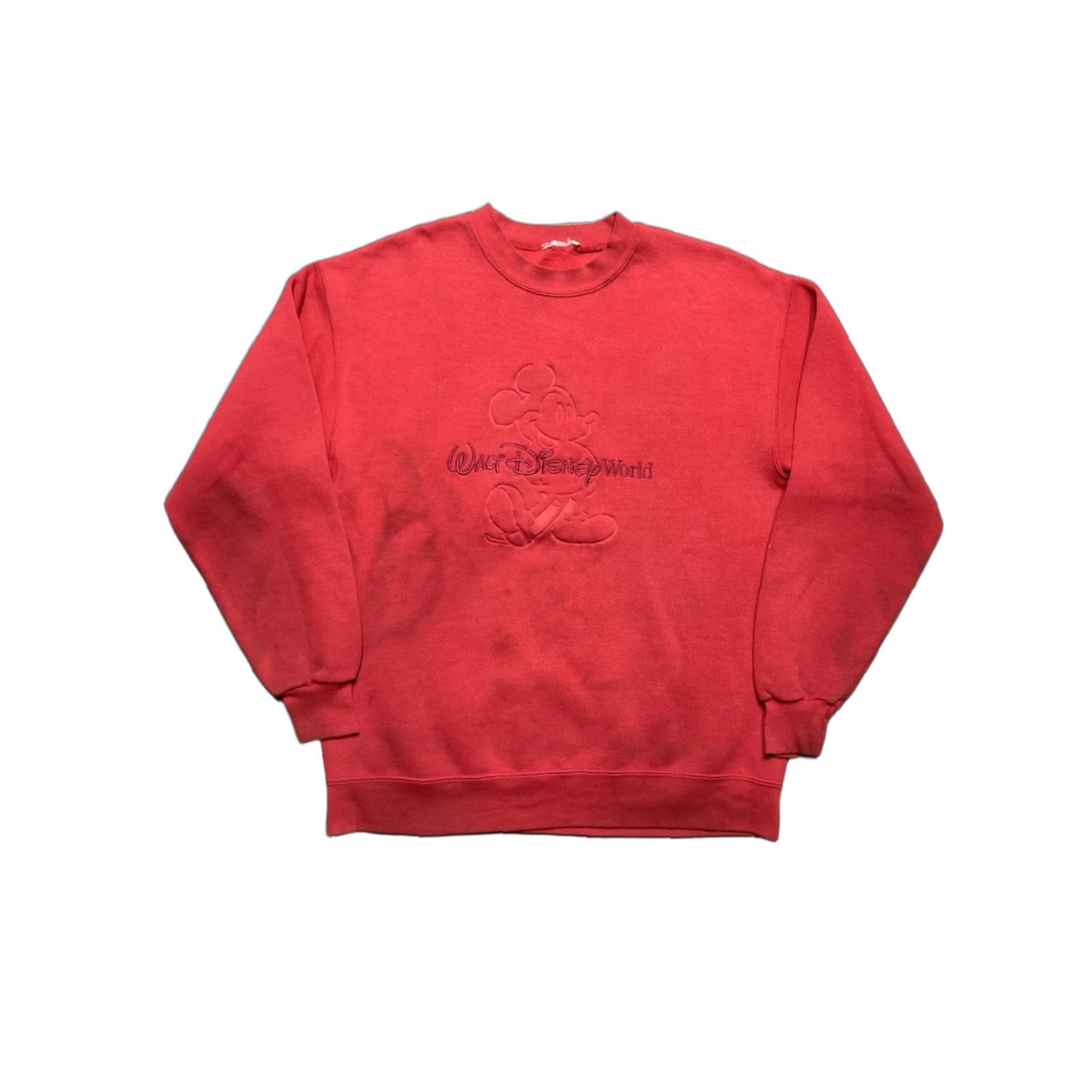 Disney VINTAGE Walt Disney World Mickey Mouse Embossed Crewneck Sweatshirt Red M Mens Shirt Pullover 27" 21.5" Length Pit to Pit Size US M / EU 48-50 / 2 - 1 Thumbnail