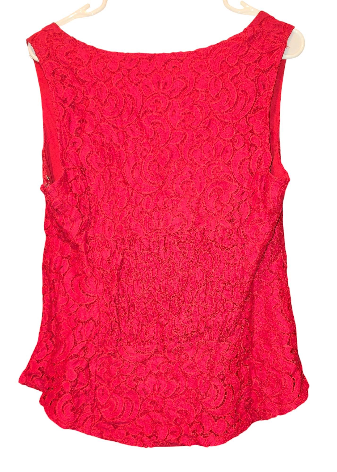 Designer Lane Bryant Stylish Red Lace Sleeveless Top Size XL / US 12-14 / IT 48-50 - 2 Thumbnail