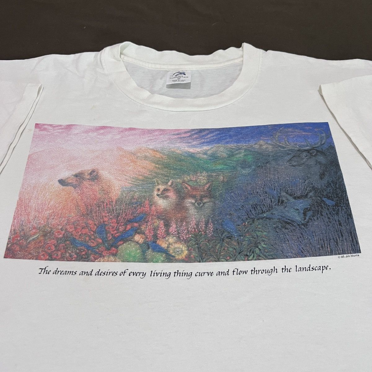Vintage 90s JIM MORRIS ANIMAL LANDSCAPE ART Tee 2XL