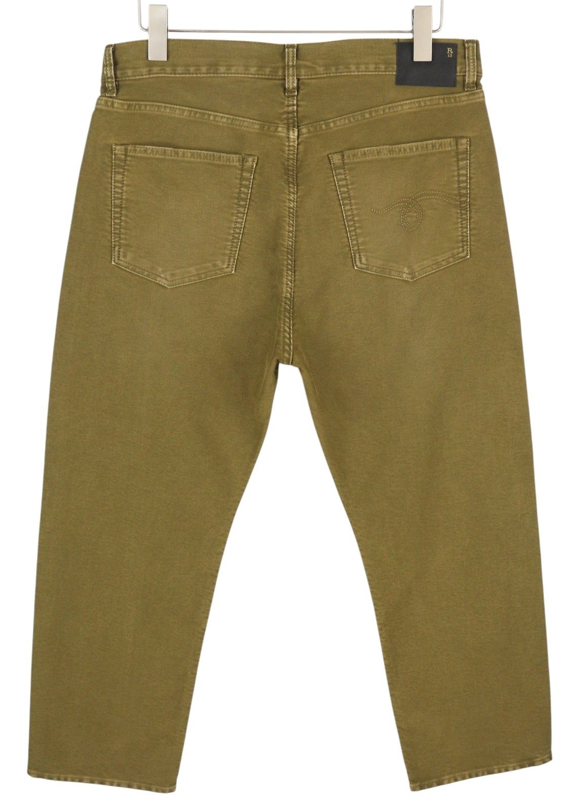 R13 BOYFRIEND 30 Olive Garment Dyed Moleskin Faded FW25 86534 Size 30" / US 8 / IT 44 - 2 Thumbnail