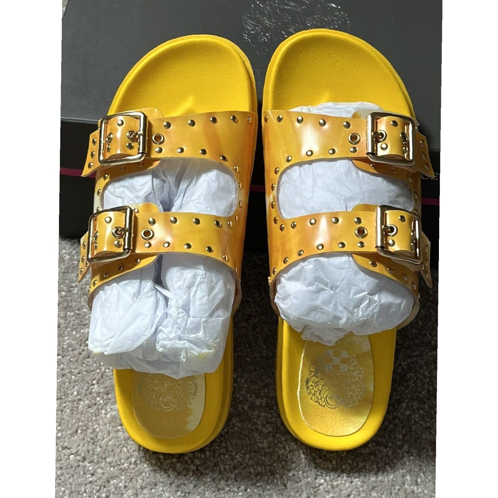 Vince Camuto Vince Camuto Platform Slide Sandals Sz 6 Tie Dye Studded Edgy Y2K Womens Slide Shoe Yellow - Women - 6 - Tie Dye - Sandal Size US 6 / IT 36 - 6 Thumbnail