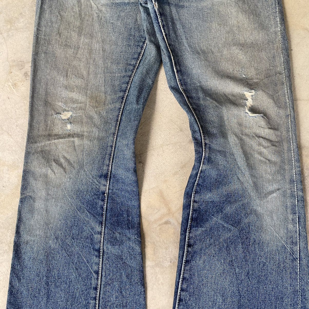 If Six Was Nine Rare Vintage 80s Edwin Distressed Flare Faded Mud Wash Denim Size US 31 - 9 Thumbnail