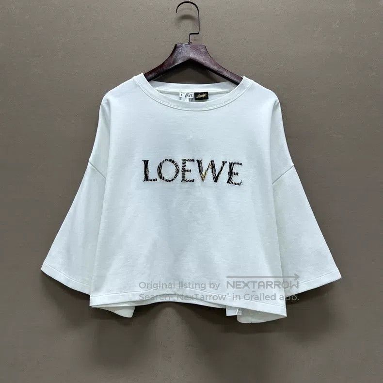 Loewe Loewe 24ss White Embroidered Logo Short Sleeve Size M / US 6-8 / IT 42-44 - 1 Thumbnail