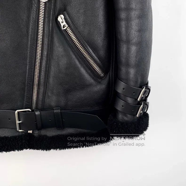 Acne Studios Acne Studios Black Lamb Fur Notched Collar Zip-Up Long Sle Size XS / US 0-2 / IT 36-38 - 4 Thumbnail