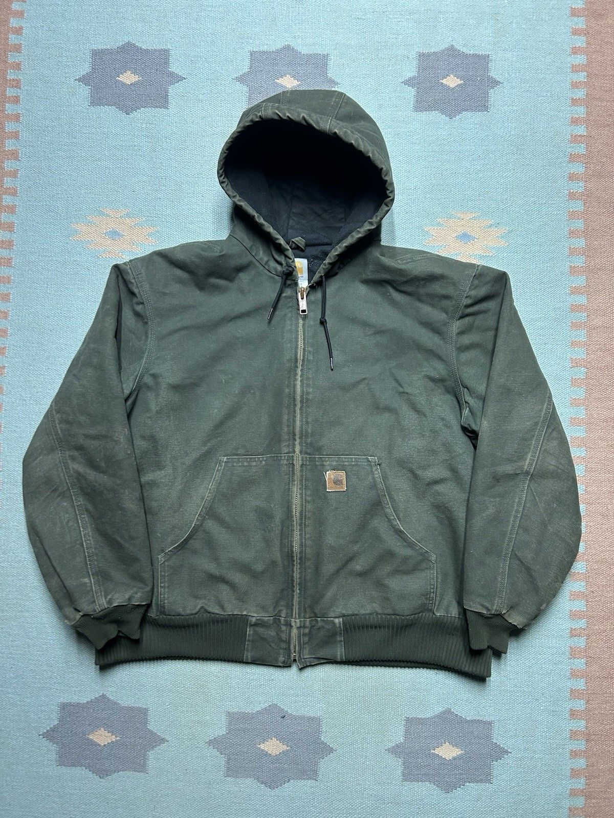 Vintage Vtg Carhartt hooded work jacket J130 MOS moss green faded XL Size US XL / EU 56 / 4 - 1 Thumbnail