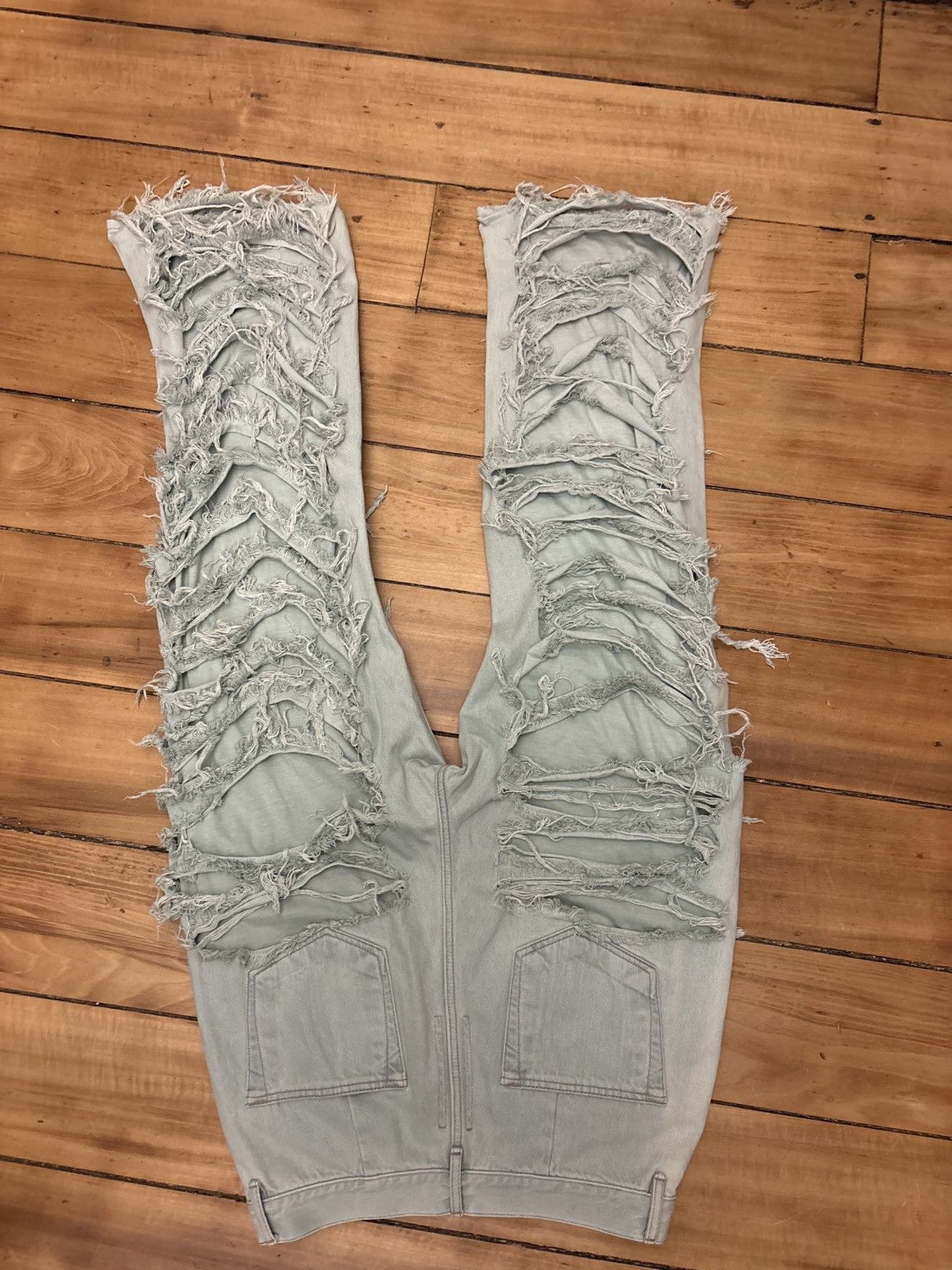 Rick Owens Drkshdw Rick Owens Drkshdw Teal destroyed denim Size US 31 - 5 Thumbnail