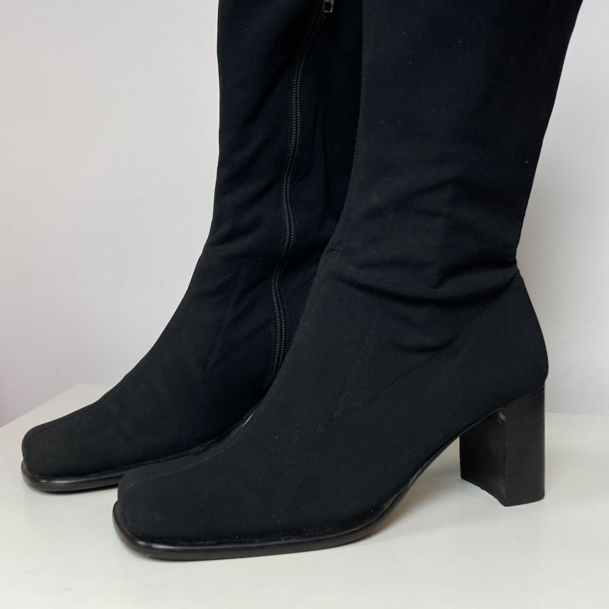 Japanese Brand Square toe avant garde fabric high shadow boots Size US 10.5 / IT 40.5 - 3 Thumbnail