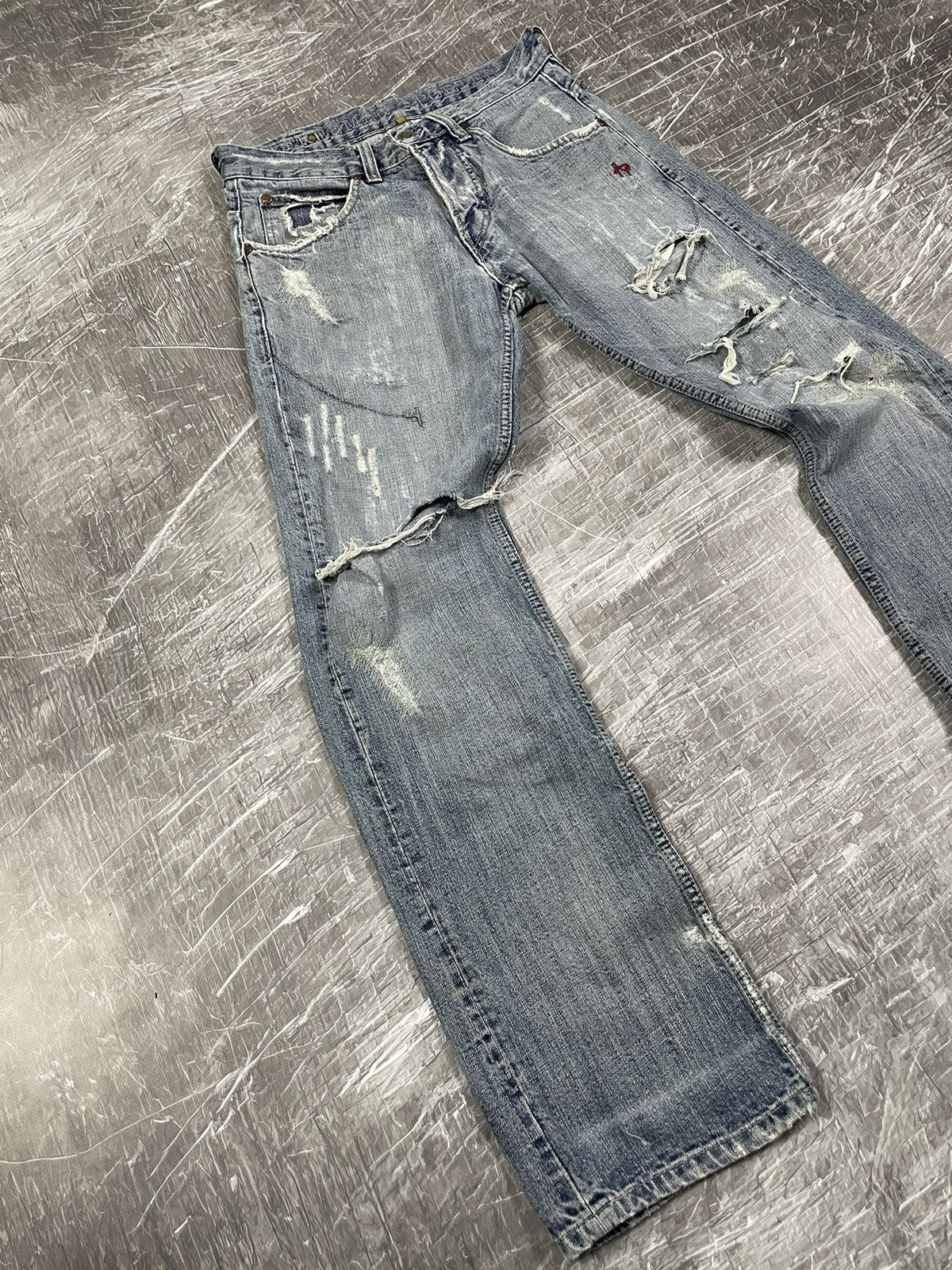 If Six Was Nine × Japanese Brand × KMRii Y2K Distressed Denim Jeans Tornado Mart Hysteric Punk Style Size US 31 - 3 Thumbnail