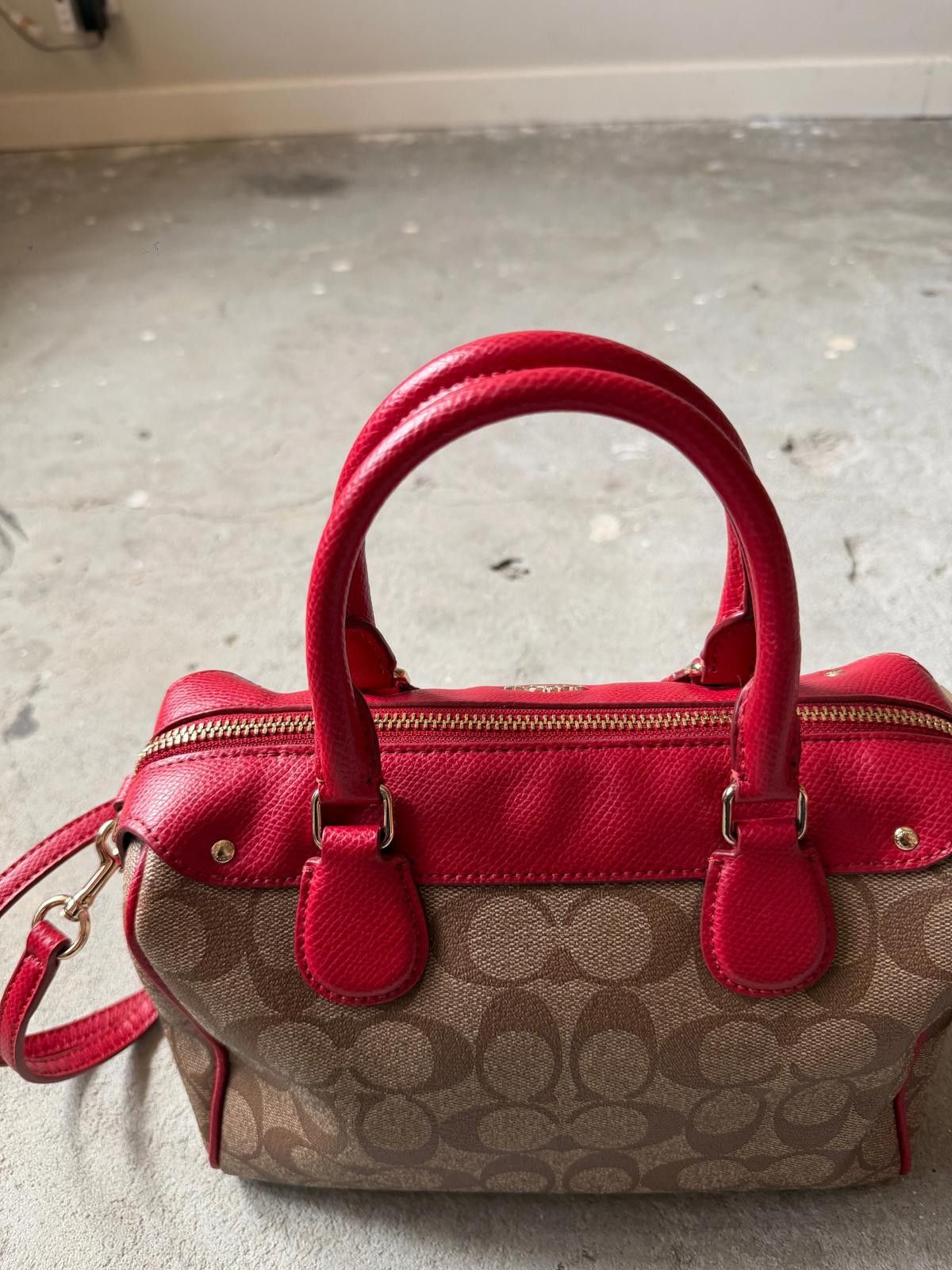 Coach Coach 2Way Bennett Boston Bag Beige/Red Size ONE SIZE - 8 Thumbnail
