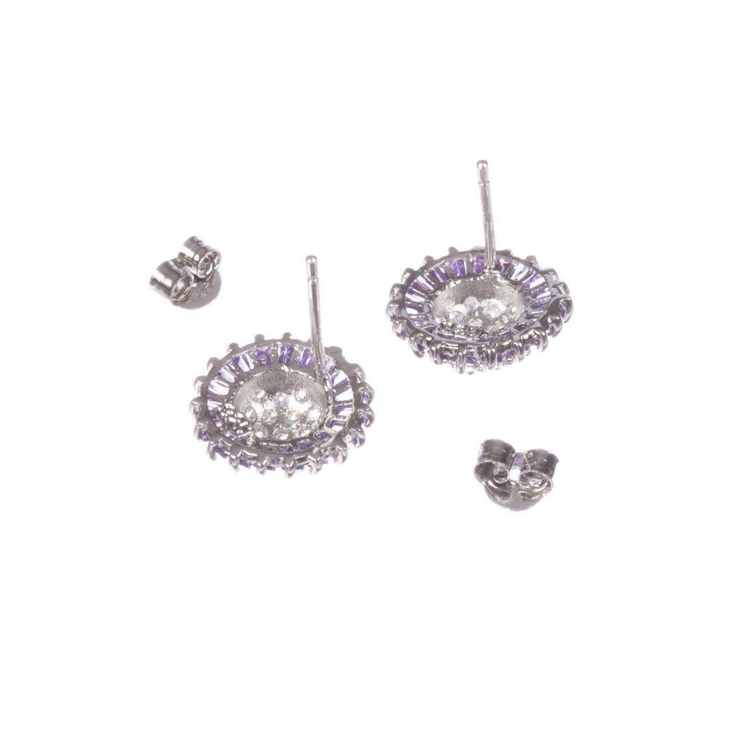Designer Sterling Silver and Amethyst Cubic Zirconia Earrings Size ONE SIZE - 3 Thumbnail