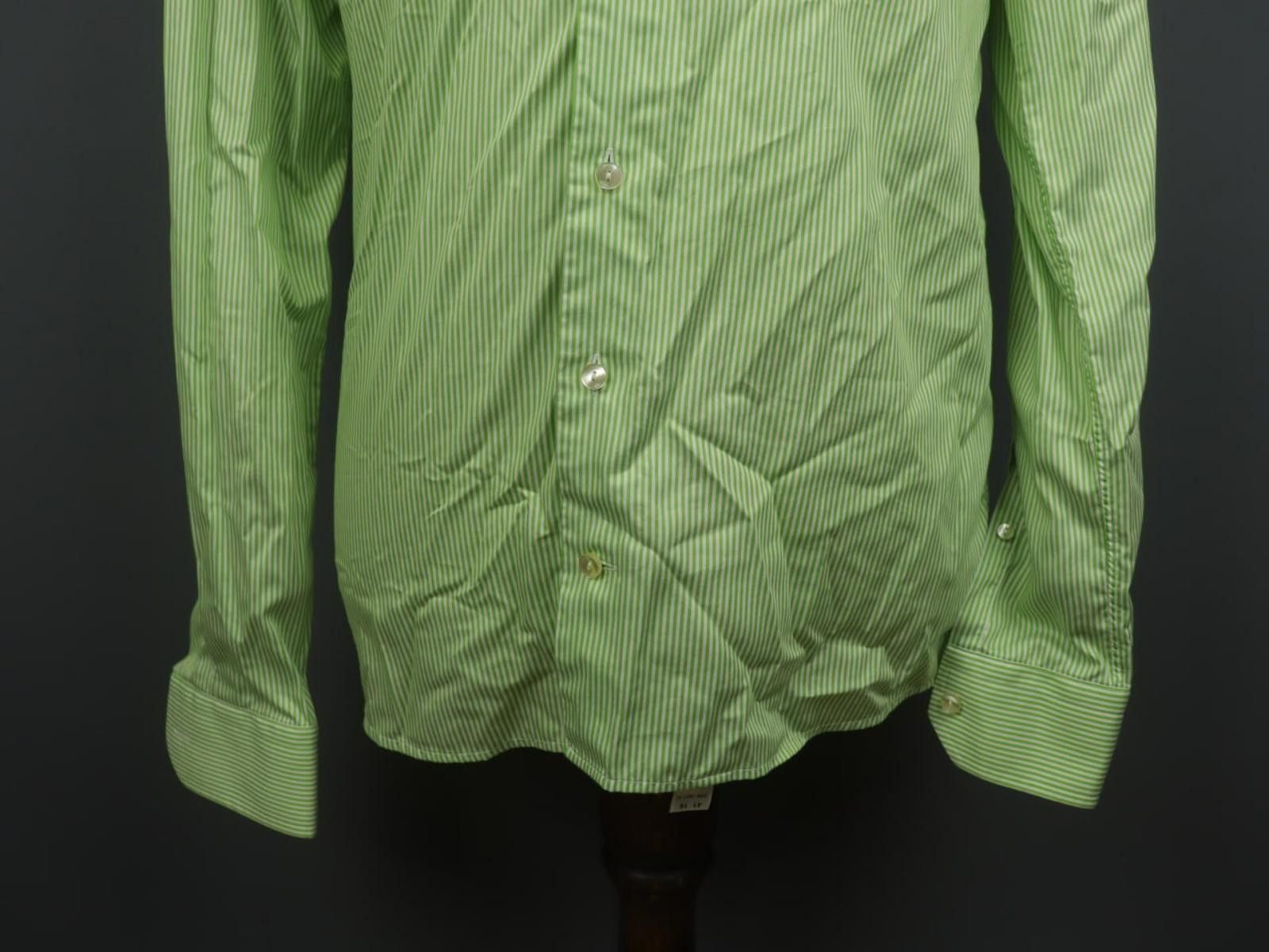 Eton Eton Green White Striped Cotton Collared Dress Shirt Size 41 Size 38R - 7 Thumbnail