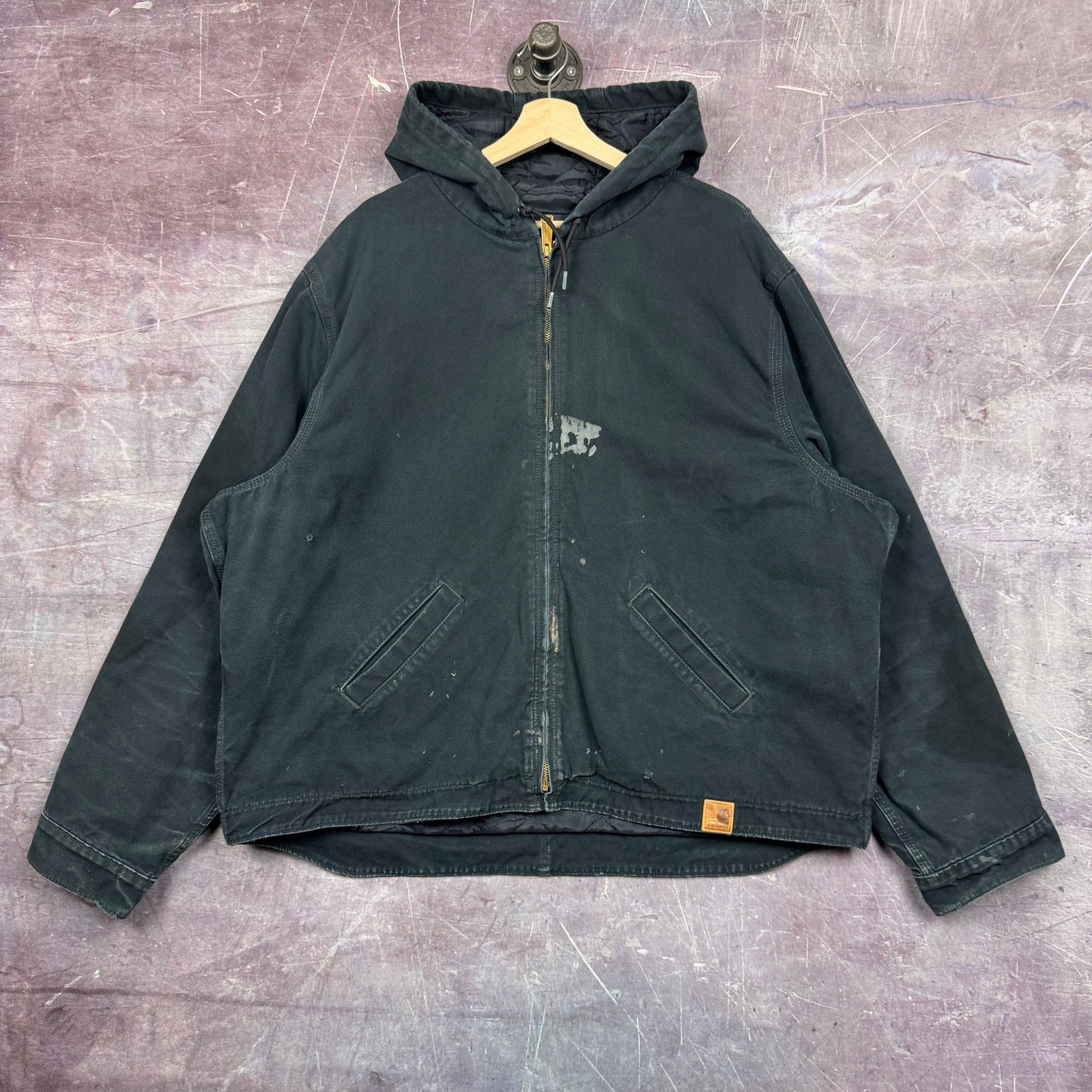 Carhartt × Vintage 00s Faded Black Carhartt Hooded Detroit Work Jacket XXL 2359 Size US XXL / EU 58 / 5 - 1 Thumbnail