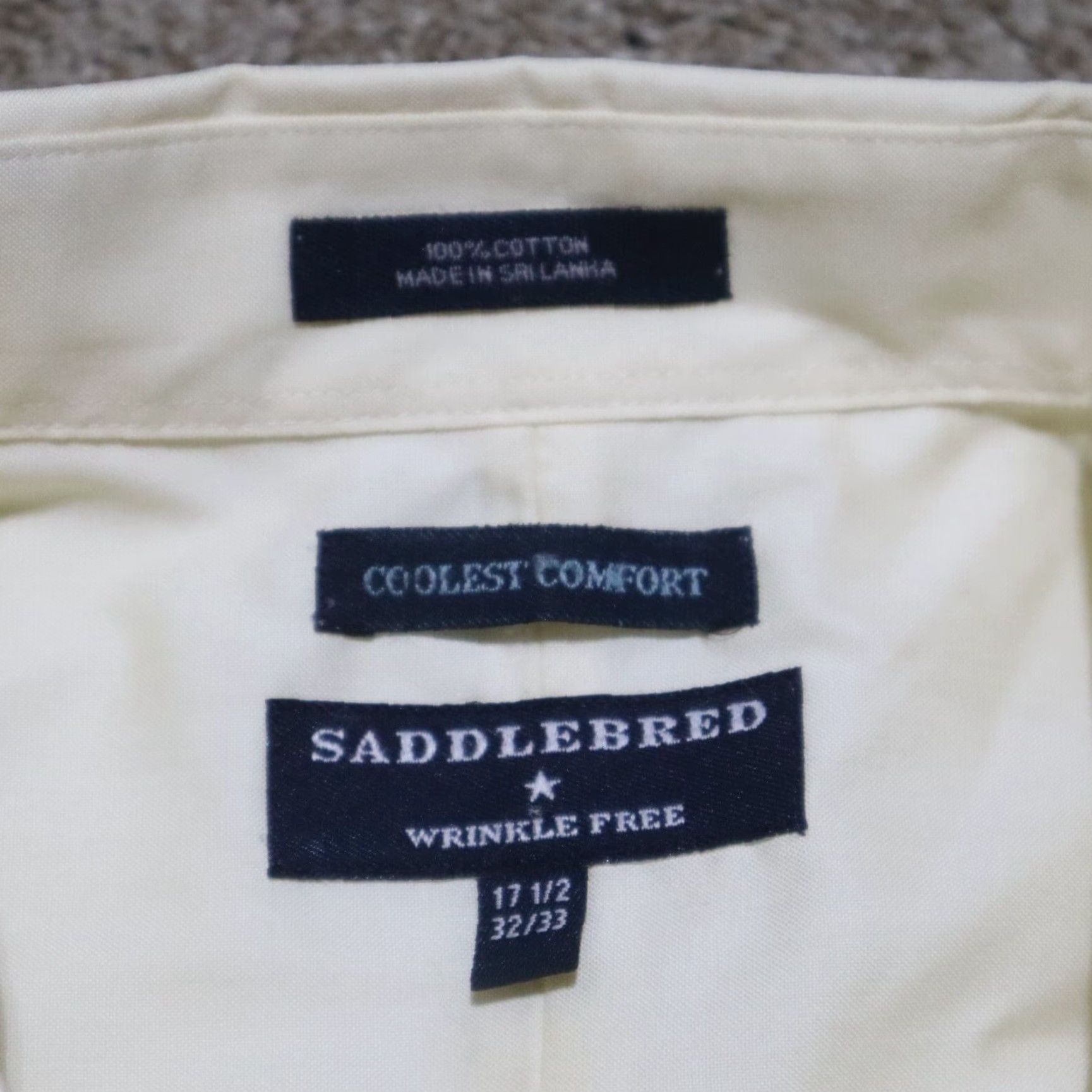 Vintage VINTAGE Saddlebred Shirt Mens 17.5 Beige Solid 3/4 Sleeve Button-Up 90s Event Size US XL / EU 56 / 4 - 3 Thumbnail
