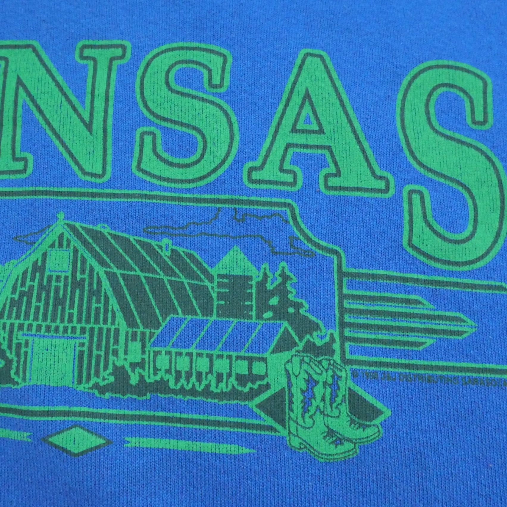Vintage VINTAGE Kansas Sweatshirt Mens Large Blue Pullover Barn Farm Art 90s Size US L / EU 52-54 / 3 - 3 Thumbnail