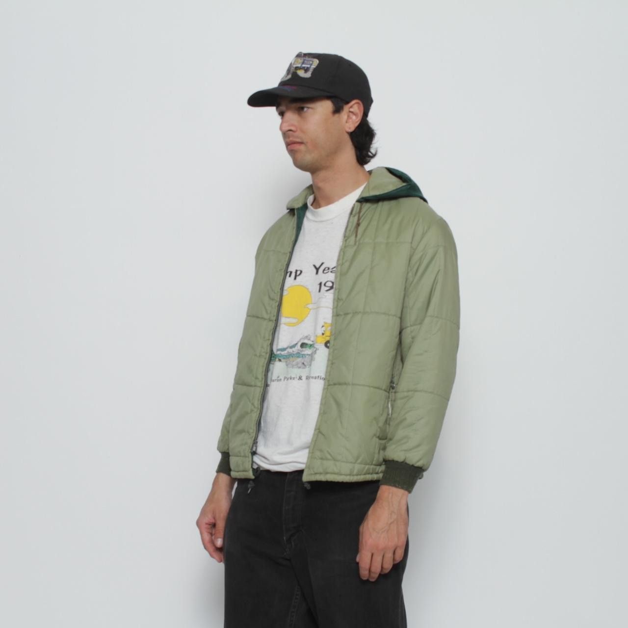 Vintage 70S LIGHT GREEN AND DARK GREEN ZIP UP QUILTED JACKET Size US S / EU 44-46 / 1 - 4 Thumbnail