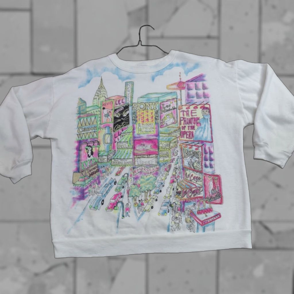 Vintage VINTAGE Times Square Womens Sweater Medium White 90s New York Broadway Size M / US 6-8 / IT 42-44 - 1 Thumbnail