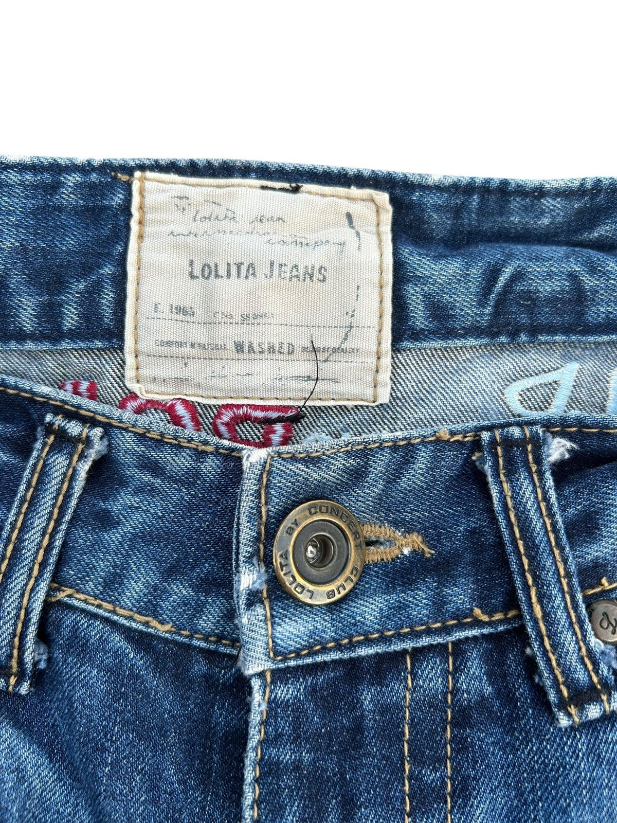 Kapital Yoshitomo Nara Lolita Vintage Distressed Denim Jeans Size US 32 / EU 48 - 8 Thumbnail