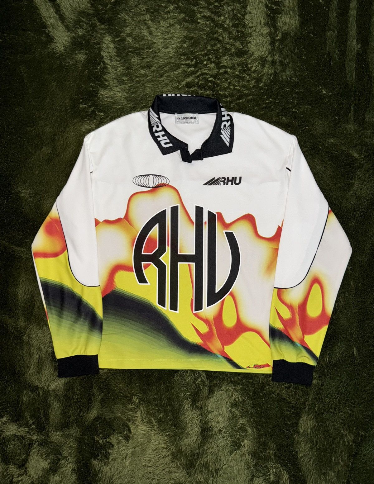 Rhude × Zara [L-XL] Zara x Rhude Rhuigi Jersey Longsleeve Flame