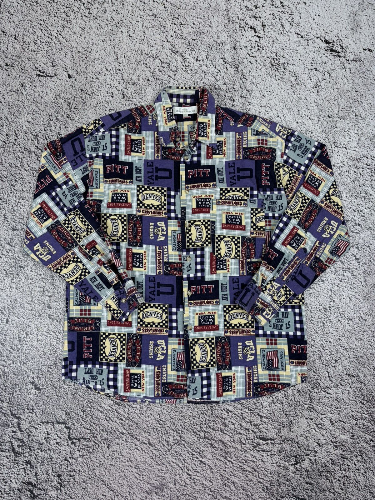 Japanese Brand Vintage Marks & Spencer All Over Print University Shirt M Size US M / EU 48-50 / 2 - 1 Thumbnail