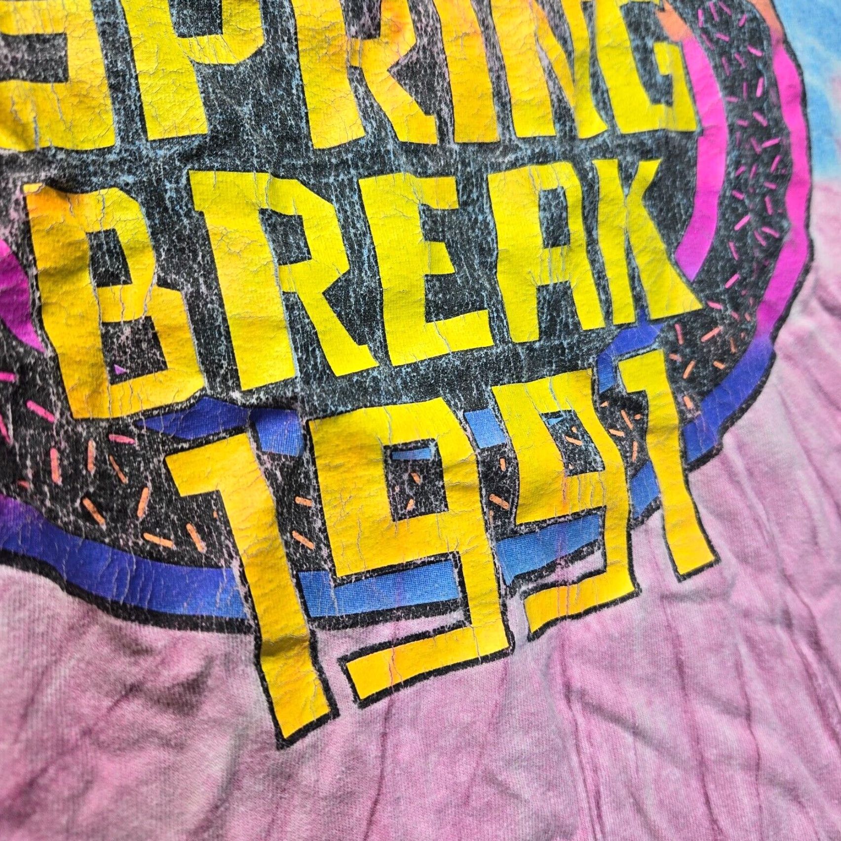 Pinko MTV Shirt Adult XL Multicolor Tie Dye Short Sleeve Men Size XL 1991 Spring Break Tee Size US XL / EU 56 / 4 - 3 Thumbnail