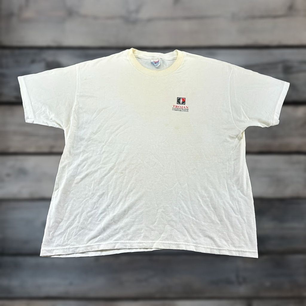 Hanes VINTAGE Hanes Shirt Men XL White Lithograph Logo 90s USA Cotton Crew Neck Short Sleeve Size US XL / EU 56 / 4 - 1 Thumbnail